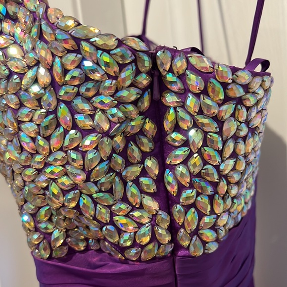 Purple Beaded Prom Dress - Picture 5 of 10